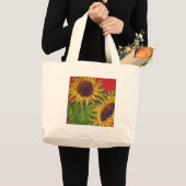 Gelbe Sonnenblumen auf Rot Jumbo Stoffbeutel (Vorderseite (Produkt))