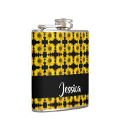 Gelbe Sonnenblumen auf schwarz Flachmann (Rechts)