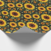 Gelbe Sonnenblumen auf schwarz Geschenkpapier (Ecke)