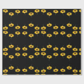 Gelbe Sonnenblumen auf schwarz Geschenkpapier (Flach)