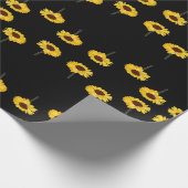 Gelbe Sonnenblumen auf schwarz Geschenkpapier (Ecke)