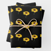 Gelbe Sonnenblumen auf schwarz Geschenkpapier Set (Beispiel)