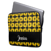 Gelbe Sonnenblumen auf schwarz Laptopschutzhülle (Vorderseite Links)
