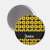 Gelbe Sonnenblumen auf schwarz Magnet (Vorderseite/Rückseite)