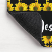 Gelbe Sonnenblumen auf schwarz Mousepad (Ecke)