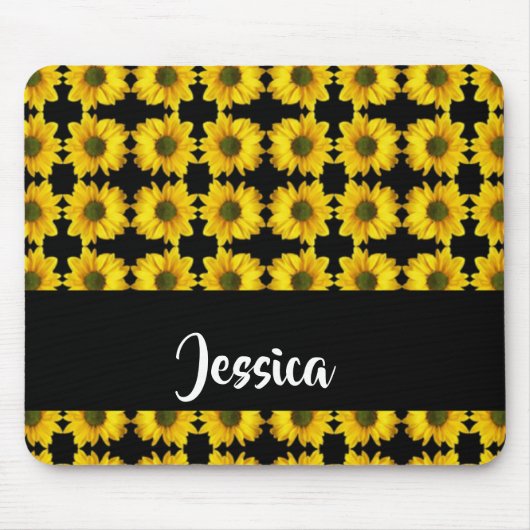 Gelbe Sonnenblumen auf schwarz Mousepad (Vorne)
