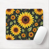 Gelbe Sonnenblumen auf schwarz Mousepad (Mit Mouse)