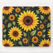 Gelbe Sonnenblumen auf schwarz Mousepad (Vorne)
