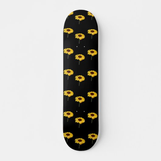 Gelbe Sonnenblumen auf schwarz Skateboard (Vorne)