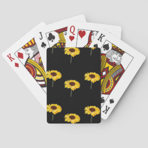 Gelbe Sonnenblumen auf schwarz Spielkarten