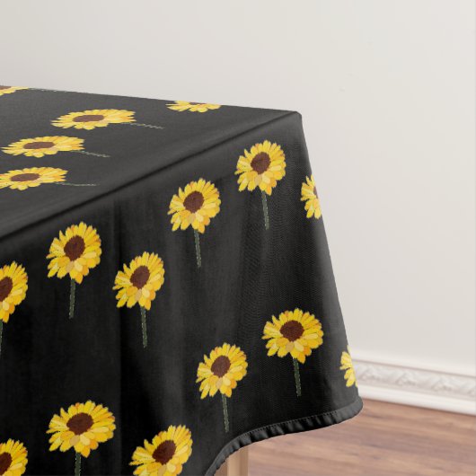 Gelbe Sonnenblumen auf schwarz Tischdecke (Beispiel)