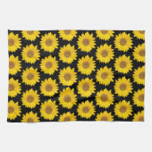 Gelbe Sonnenblumen auf schwarzer Flora Geschirrtuch (Horizontal)