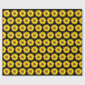 Gelbe Sonnenblumen auf Schwarzer Monogramm Geschenkpapier (Flach)