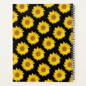 Gelbe Sonnenblumen auf Schwarzer Monogramm Planer (Rückseite)