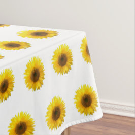 Gelbe Sonnenblumen auf weißem Tablett Tischdecke