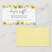 Gelbe Sonnenblumen Babydusche-Windel-Gewinnkarten Begleitkarte (Vorne/Hinten)