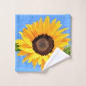 Gelbe Sonnenblumen Badetücher Blue Sky Badhandtuch Set (Waschlappen)