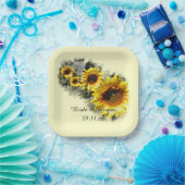 Gelbe Sonnenblumen bei einer Hochzeit im Row-Garte Pappteller (Party)