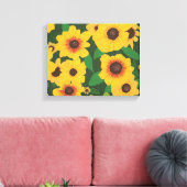Gelbe Sonnenblumen bemalt überzogene Leinwand (Insitu (Wohnzimmer))