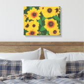 Gelbe Sonnenblumen bemalt überzogene Leinwand (Insitu (Schlafzimmer))