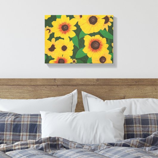 Gelbe Sonnenblumen bemalt überzogene Leinwand (Insitu (Schlafzimmer))