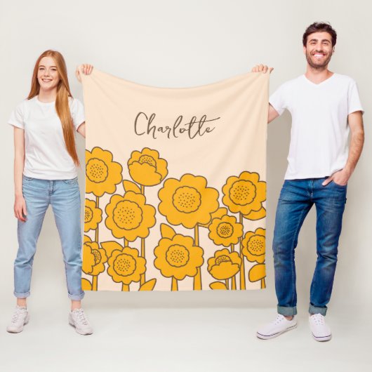 Gelbe Sonnenblumen, benutzerdefinierbarer Name Fleecedecke (Beispiel)