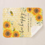 Gelbe Sonnenblumen Bienen rustikale Biene glücklic Sherpadecke (Vorderseite (Horizontal))