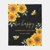 Gelbe Sonnenblumen Bienen schwarze Biene glücklich Fleecedecke (Vorderseite)