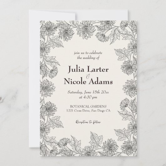 Gelbe Sonnenblumen Blätter Garten Minimalistische Einladung (Vorderseite)