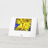 Gelbe Sonnenblumen, Blaue Biene - Geburtskarte Karte (Rückseite)