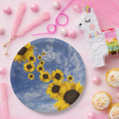Gelbe Sonnenblumen blauer Himmel Pappteller (Party)