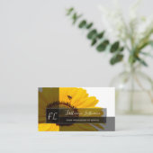 Gelbe Sonnenblumen blühen blaues Rechteck Visitenkarte (Stehend Vorderseite)