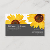 Gelbe Sonnenblumen blühen elegantes, graues Rechte Visitenkarte (Rückseite)