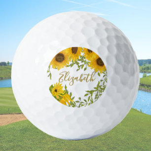 Gelbe Sonnenblumen Blumen personalisierte Damen Ca Golfball