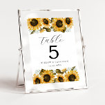 Gelbe Sonnenblumen Blumenblumen Tischnummer<br><div class="desc">Rustikale und moderne Hochzeitsstil-Tischnummer mit Aquarellbildern von gelben Sonnenblumen mit Babyatmen. Ideal für eine Hochzeit im Sommer.</div>
