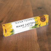 Gelbe Sonnenblumen Blumenblüten Botanischer Weißer Namensplakette (Seite)