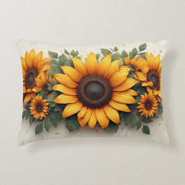 Gelbe Sonnenblumen-Blumenkunst Dekokissen