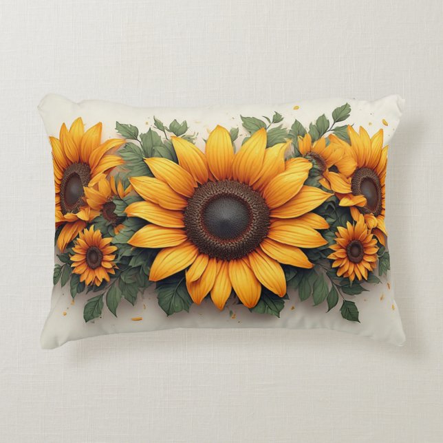 Gelbe Sonnenblumen-Blumenkunst Dekokissen (Vorderseite)
