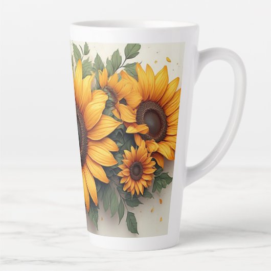 Gelbe Sonnenblumen-Blumenkunst Milchtasse (Rechts)