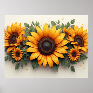 Gelbe Sonnenblumen Blumenkunst Poster