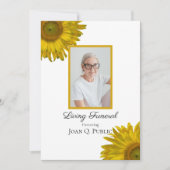 Gelbe Sonnenblumen Blüten Lebendes Bestattungs-Par Einladung (Vorderseite)