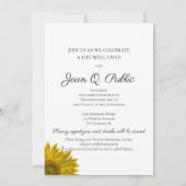 Gelbe Sonnenblumen Blüten Lebendes Bestattungs-Par Einladung (Rückseite)