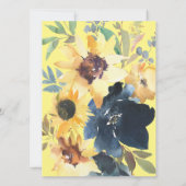 Gelbe Sonnenblumen Blütenblumen Hochzeit von Blume Einladung (Rückseite)