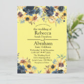 Gelbe Sonnenblumen Blütenblumen Hochzeit von Blume Einladung (Stehend Vorderseite)