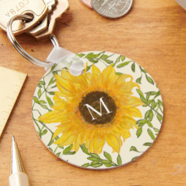Gelbe Sonnenblumen Blütenbrauen-Monogramm Schlüsselanhänger