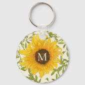 Gelbe Sonnenblumen Blütenbrauen-Monogramm Schlüsselanhänger (Vorderseite)