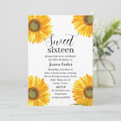 Gelbe Sonnenblumen Blütensüße 16 Geburtstagsparty Einladung (Stehend Vorderseite)