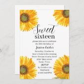 Gelbe Sonnenblumen Blütensüße 16 Geburtstagsparty Einladung (Vorne/Hinten)