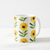 Gelbe Sonnenblumen Braun rustikale Blumenfarbe Kaffeetasse (VorderseiteRechts)