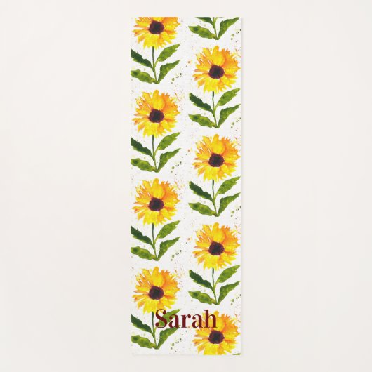 Gelbe Sonnenblumen Braun rustikale Blumenfarbe Yogamatte (Vorderseite)